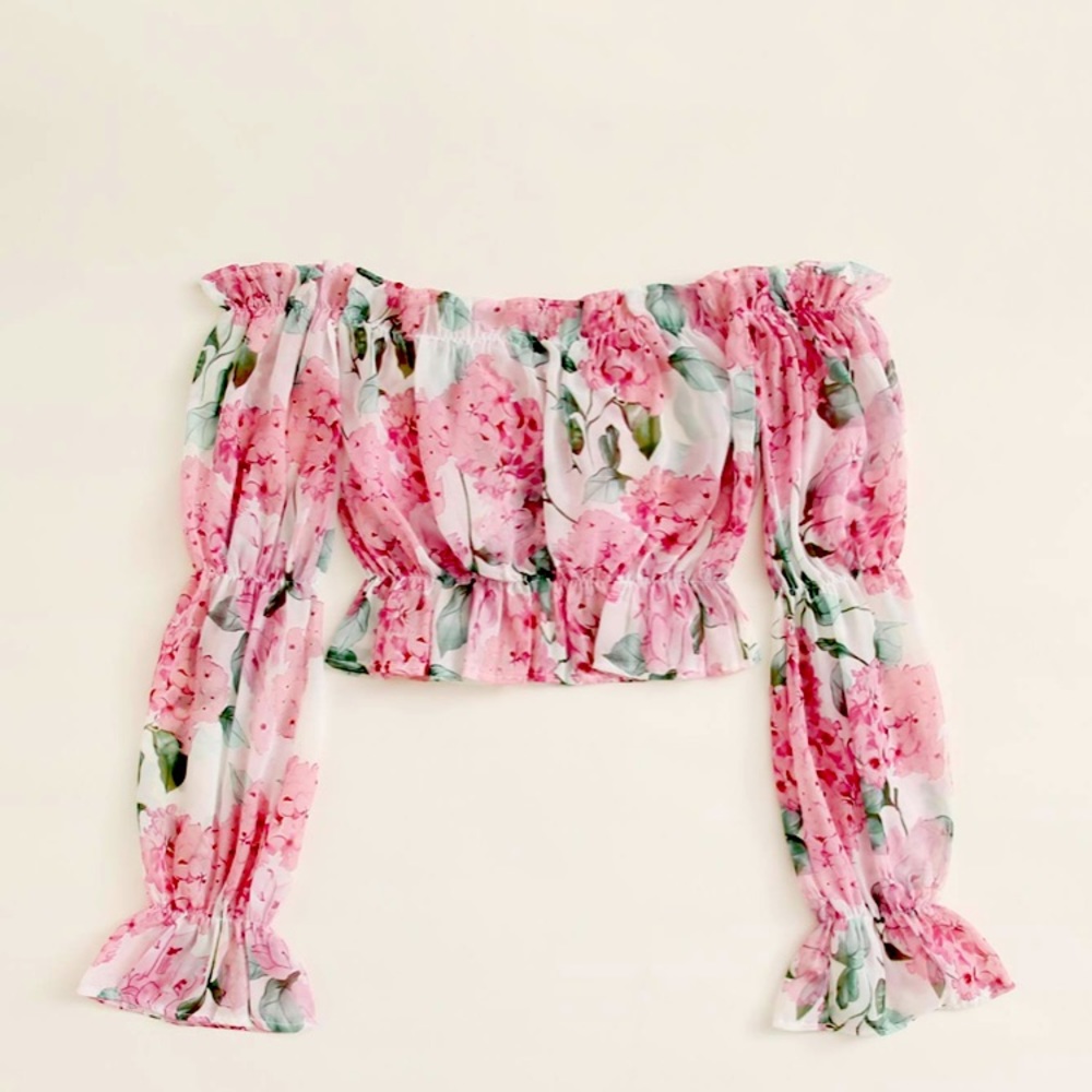 Floral bandeau top with sleeves NWOT size Small